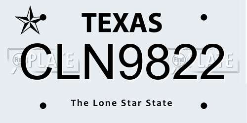 CLN9822 Texas License Plate