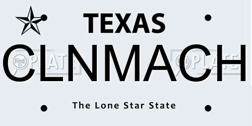 CLNMACH Texas License Plate