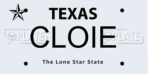 CLOIE Texas License Plate