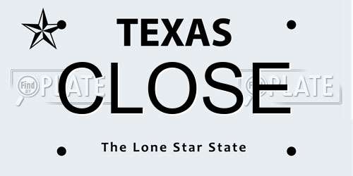CLOSE Texas License Plate