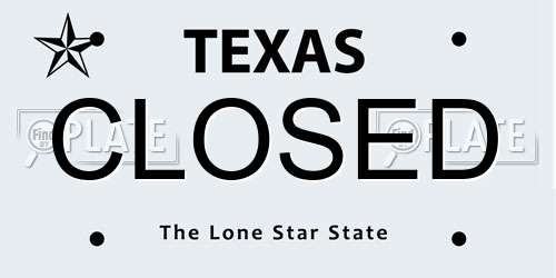 CLOSED Texas License Plate