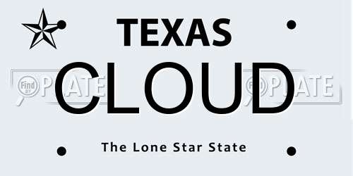 CLOUD Texas License Plate