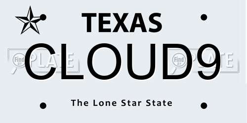 CLOUD9 Texas License Plate