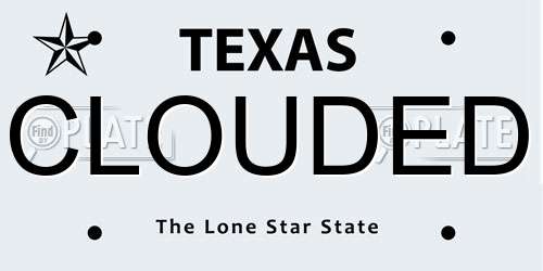 CLOUDED Texas License Plate
