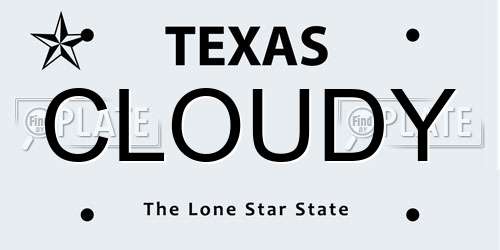 CLOUDY Texas License Plate
