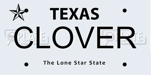 CLOVER Texas License Plate