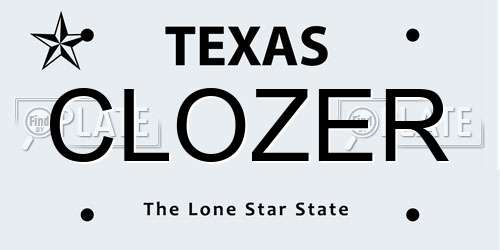 CLOZER Texas License Plate