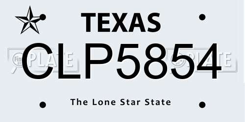 CLP5854 Texas License Plate