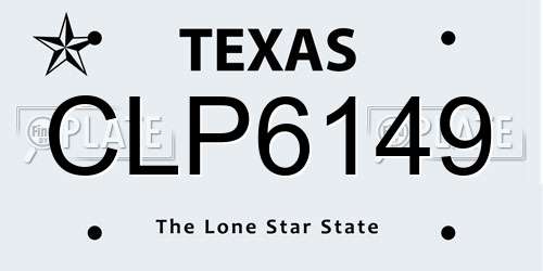 CLP6149 Texas License Plate