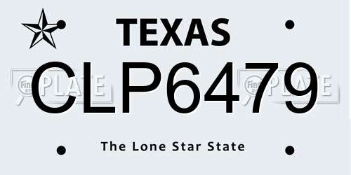 CLP6479 Texas License Plate