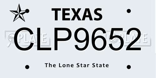 CLP9652 Texas License Plate