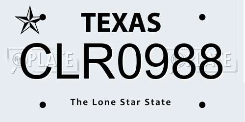 CLR0988 Texas License Plate