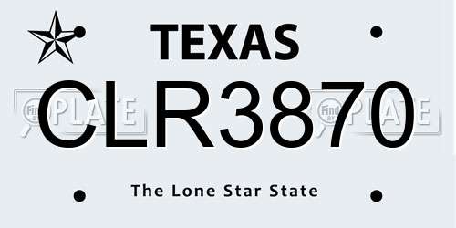 CLR3870 Texas License Plate