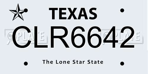 CLR6642 Texas License Plate