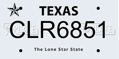 CLR6851 Texas License Plate