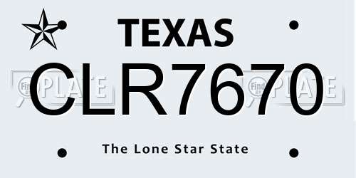 CLR7670 Texas License Plate