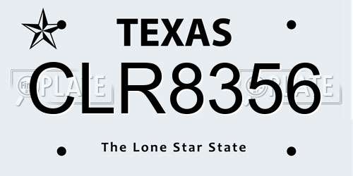 CLR8356 Texas License Plate