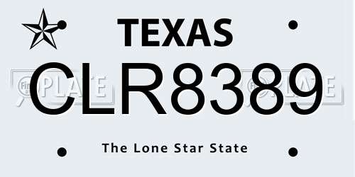 CLR8389 Texas License Plate