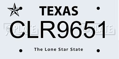 CLR9651 Texas License Plate