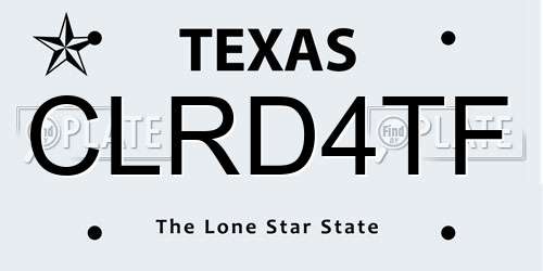 CLRD4TF Texas License Plate