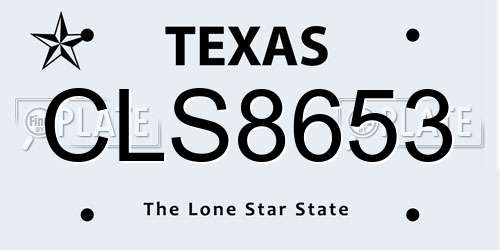 CLS8653 Texas License Plate