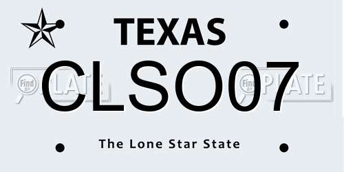 CLSO07 Texas License Plate