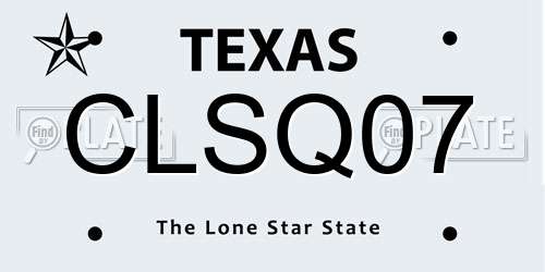 CLSQ07 Texas License Plate