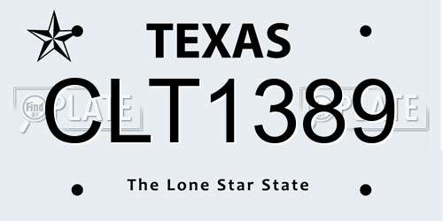 CLT1389 Texas License Plate