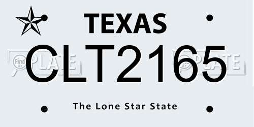 CLT2165 Texas License Plate