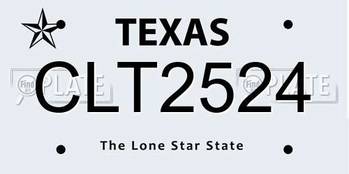 CLT2524 Texas License Plate