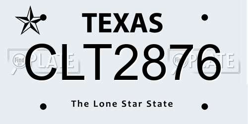 CLT2876 Texas License Plate