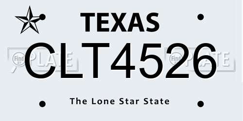 CLT4526 Texas License Plate