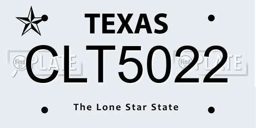 CLT5022 Texas License Plate