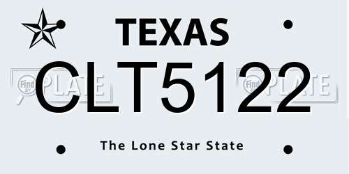 CLT5122 Texas License Plate