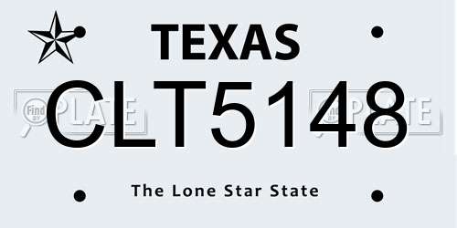 CLT5148 Texas License Plate