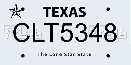 CLT5348 Texas License Plate