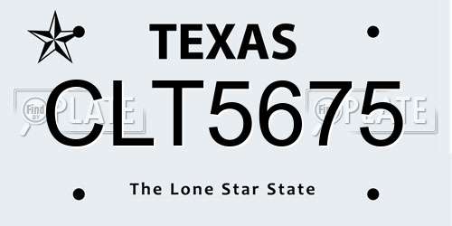 CLT5675 Texas License Plate