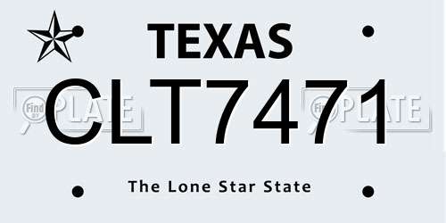 CLT7471 Texas License Plate