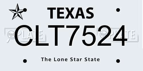 CLT7524 Texas License Plate