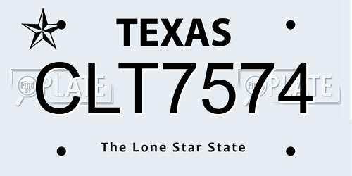 CLT7574 Texas License Plate