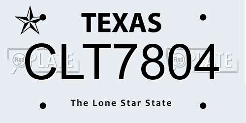 CLT7804 Texas License Plate