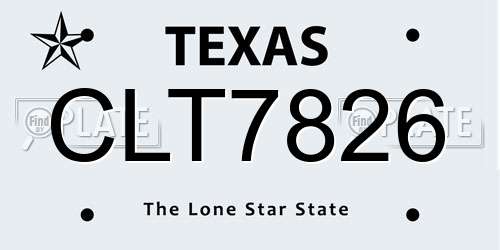 CLT7826 Texas License Plate
