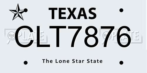 CLT7876 Texas License Plate