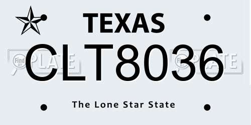 CLT8036 Texas License Plate
