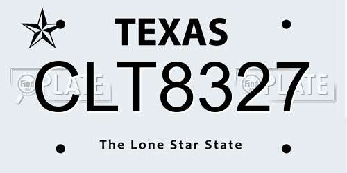 CLT8327 Texas License Plate