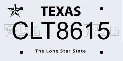 CLT8615 Texas License Plate