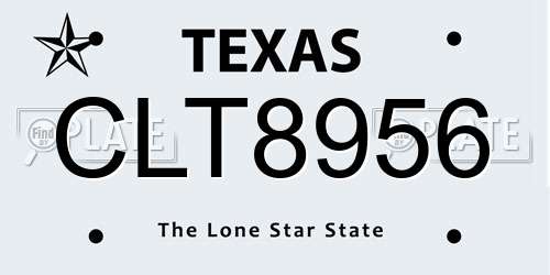 CLT8956 Texas License Plate