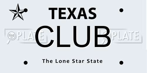 CLUB Texas License Plate