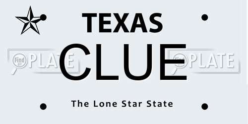 CLUE Texas License Plate