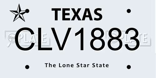 CLV1883 Texas License Plate